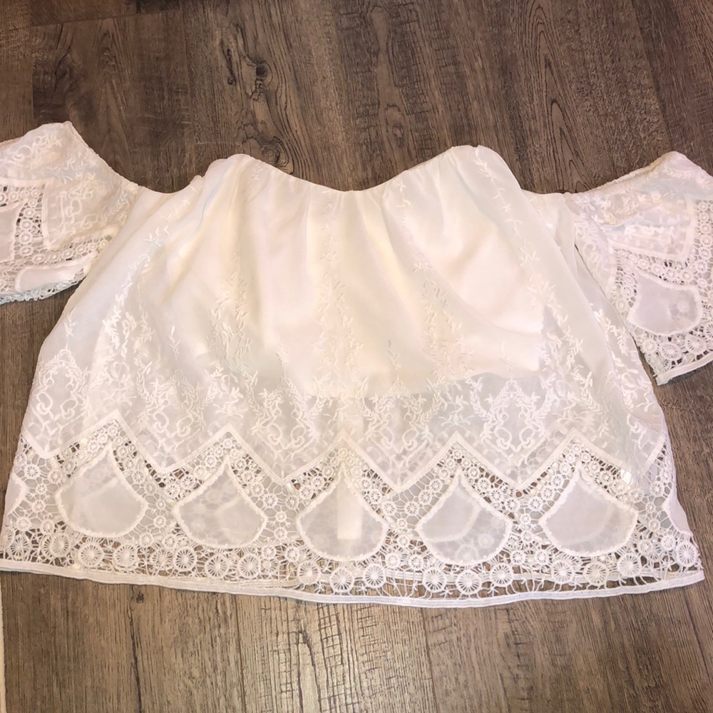 Lucy Paris off the shoulder lace top